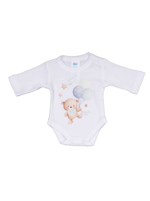 Hosszú ujjú baba body Macis mintával
