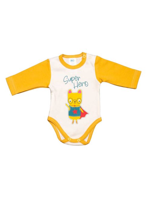 Hosszú ujjú baba body Cicás mintával
