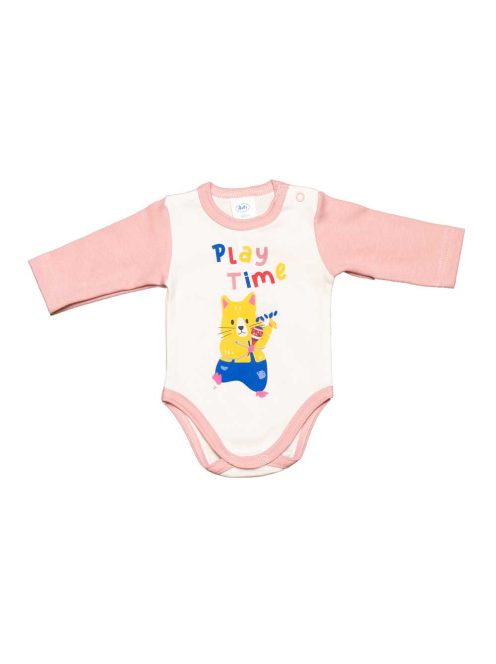 Hosszú ujjú baba body Cicás mintával