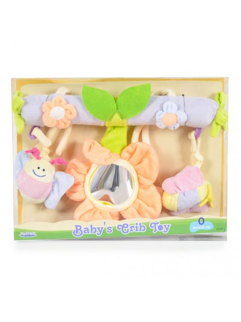 MŰANYAGJÁTÉK kiságyra tehető színes játék VIRÁGOS