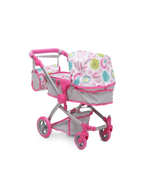 Moni Toys Pink rose játék mózes kosaras babakocsi
