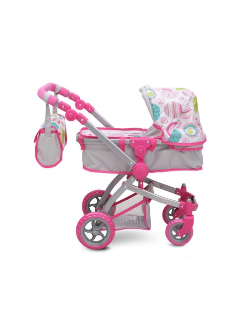 Moni Toys Pink rose játék mózes kosaras babakocsi