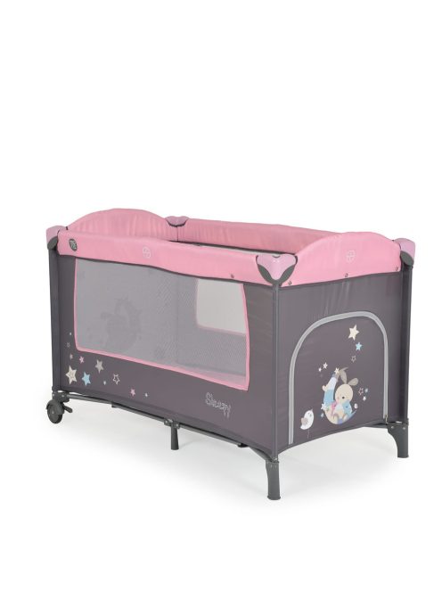 Moni Sleepy összecsukható luxus utazóágy 2 szint+pelenkázó+ játék pink