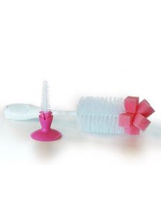 Kézi üveg és cumi tisztító kefe 2in1 PINK