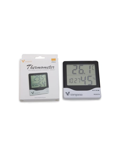 Cangaroo Thermometer hőmérő, páratartalom mérővel és digitális órával zöld/fehér
