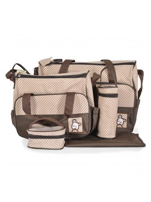 STELLA kismama táska 5dbos szett, pelenkázólappal BARNA/BÉZS