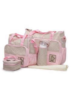   STELLA kismama táska 5dbos szett, pelenkázólappal PINK/BÉZS