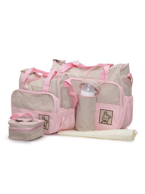STELLA kismama táska 5dbos szett, pelenkázólappal PINK/BÉZS