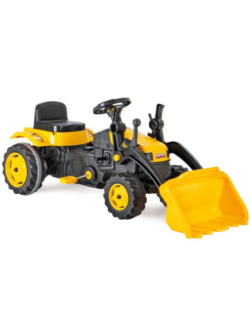 Pilsan ráülős pedálos traktor 125 cm homlokrakodós fekete/sárga markoló