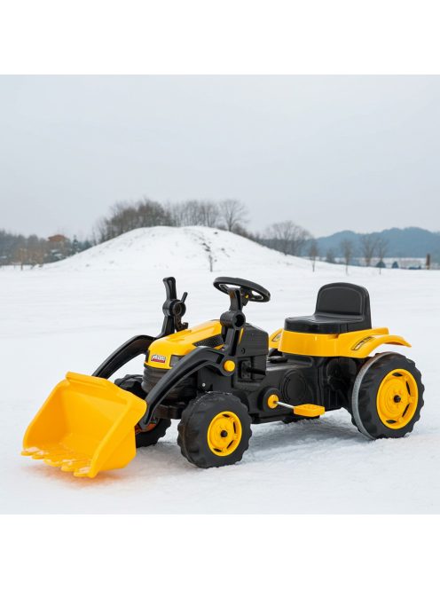 Pilsan ráülős pedálos traktor 125 cm homlokrakodós fekete/sárga markoló