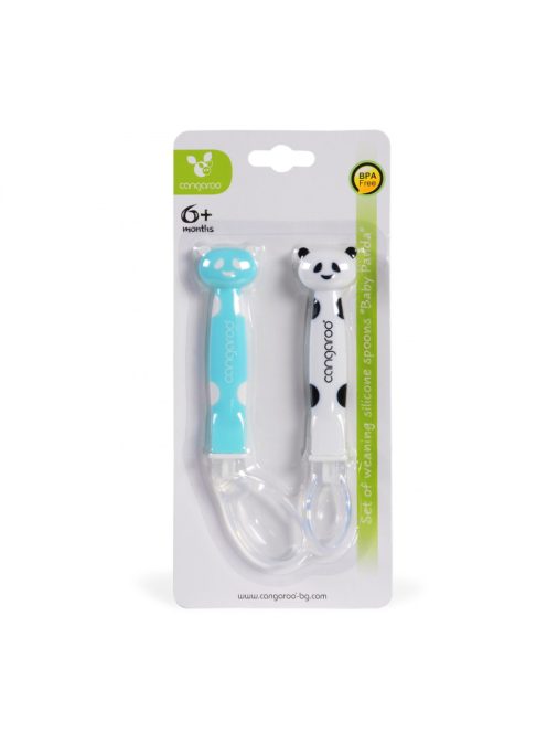 SZILIKON kanál szett 2dbos, Pandás mintával FEHÉR/KÉK