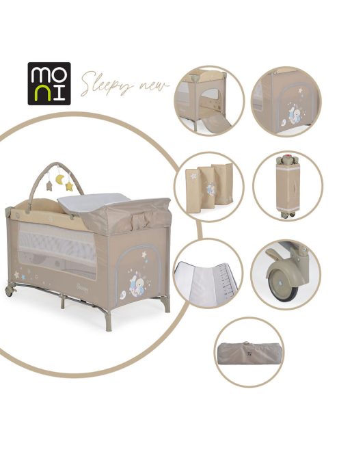 Moni Sleepy összecsukható luxus babaágy 2 szint bézs