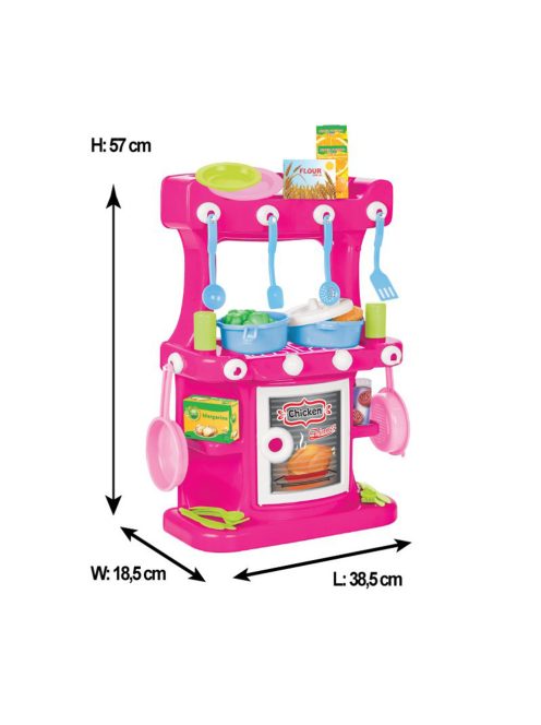 PILSAN Játék konyhaszett 58cm, műanyag, edényekkel, PINK