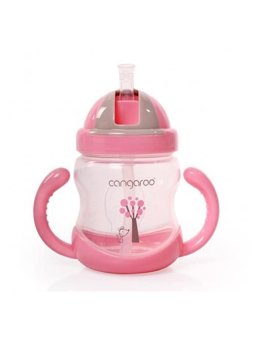 BOO itatópohár szívószállal, fogantyúval 280ml PINK