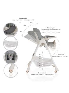  Chocolate etetőszék soft egyszínű szürke