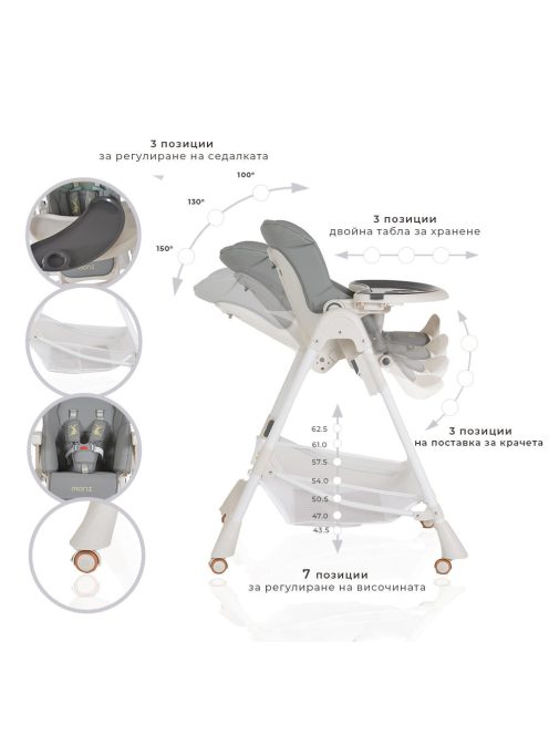  Chocolate etetőszék soft egyszínű szürke