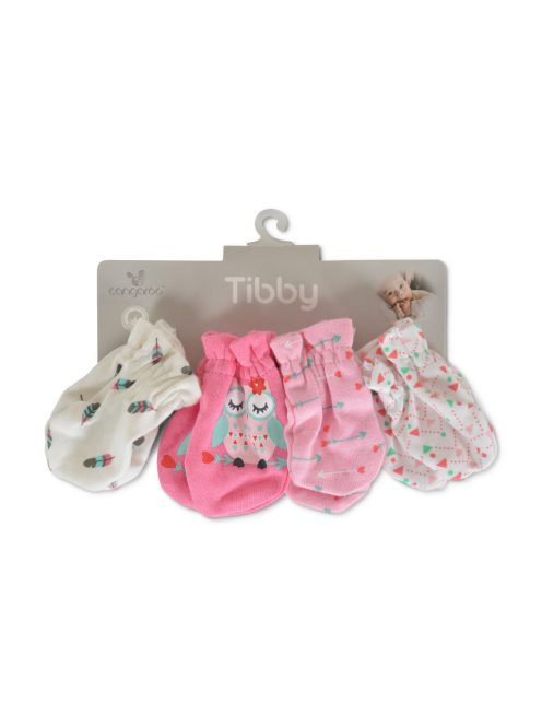 TIBBY kis kesztyűk 4 pár újszülött méret pamut lányos/PINK 