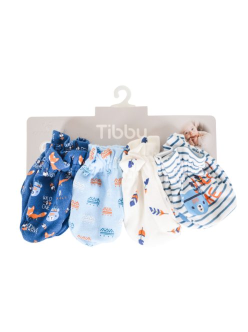 TIBBY kis kesztyűk 4 pár újszülött méret pamut fiús/KÉK