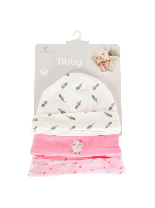 TIBBY sapkák 3 db/csomag 0-3 hó méret PINK