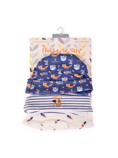 TIBBY sapkák 3 db/csomag 0-3 hó méret KÉK
