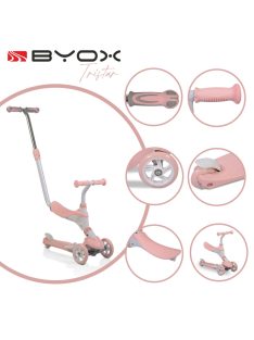   TRISTAR roller 3in1, szülőkarral, üléssel 20kg/50kgig PINK