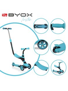   TRISTAR roller 3in1, szülőkarral, üléssel 20kg/50kgig TÜRKIZKÉK