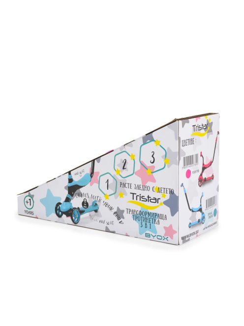 TRISTAR roller 3in1, szülőkarral, üléssel 20kg/50kgig TÜRKIZKÉK