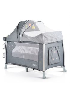   iSleep utazóágy, multifunkciós, pelenkázóval, játékkal, kupolával SZÜRKE