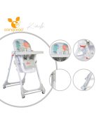 Cangaroo Kimchi etetőszék összecsukható 2 kerék, dönthető világos szürke