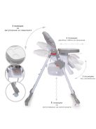 Cangaroo Kimchi etetőszék összecsukható 2 kerék, dönthető világos szürke