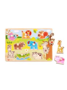 TOOKY fapuzzle fogantyús safari állatok 10 dbos