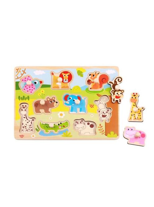 TOOKY fapuzzle fogantyús safari állatok 10 dbos