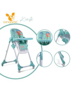   Cangaroo Kimchi etetőszék összecsukható 2 kerék, dönthető türkiz