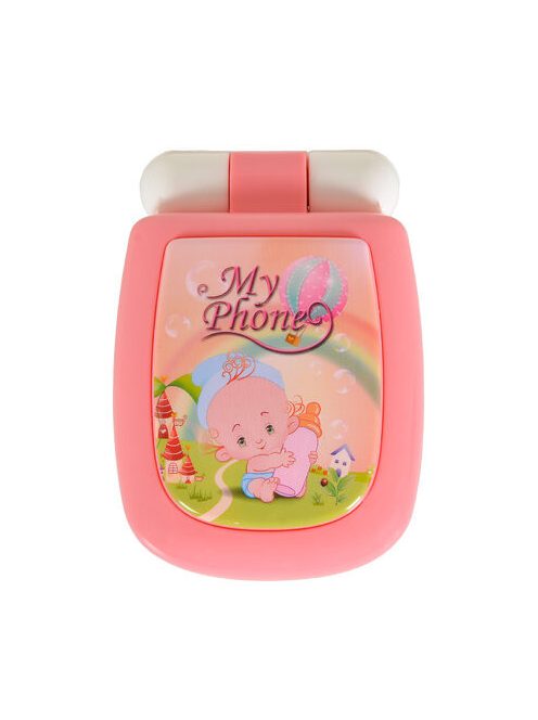 MONI TOYS műanyag baby kinyitható gombos telefon FEHÉR/PINK