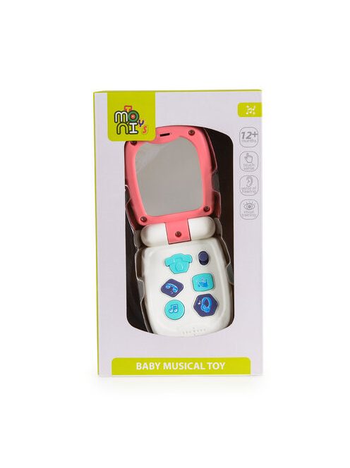 MONI TOYS műanyag baby kinyitható gombos telefon FEHÉR/PINK