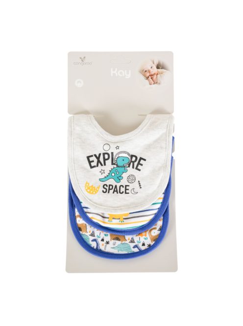 KAY előke pamut/PE, 3 dbos újszülött méret FIÚ