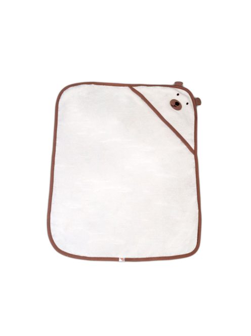 BALOO kapucnis törölköző/pamut maci füles fehér kifogó 70x90cm, szegés EKRÜ