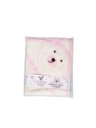 BALOO kapucnis törölköző/pamut maci füles fehér kifogó 70x90cm, szegés PINK 