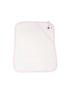 BALOO kapucnis törölköző/pamut maci füles fehér kifogó 70x90cm, szegés PINK 