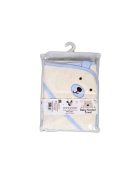 BALOO kapucnis törölköző/pamut maci füles fehér kifogó 70x90cm, szegés KÉK