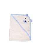 BALOO kapucnis törölköző/pamut maci füles fehér kifogó 70x90cm, szegés KÉK
