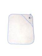 BALOO kapucnis törölköző/pamut maci füles fehér kifogó 70x90cm, szegés KÉK