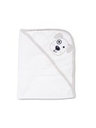 BALOO kapucnis törölköző/pamut maci füles fehér kifogó 70x90cm, szegés SZÜRKE
