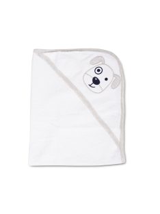   BALOO kapucnis törölköző/pamut maci füles fehér kifogó 70x90cm, szegés SZÜRKE