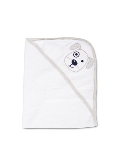 BALOO kapucnis törölköző/pamut maci füles fehér kifogó 70x90cm, szegés SZÜRKE