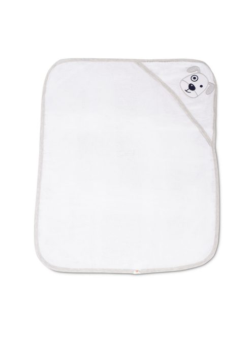 BALOO kapucnis törölköző/pamut maci füles fehér kifogó 70x90cm, szegés SZÜRKE