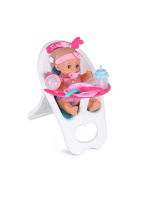 Baba 36 cm-es szett etetőszékkel, tányérral