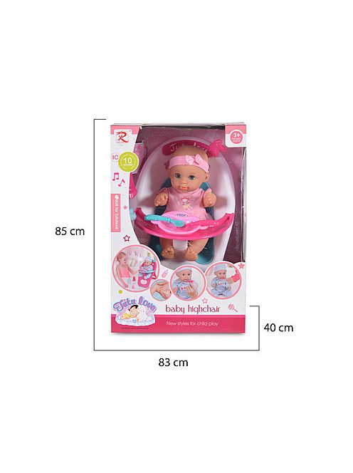 Baba 36 cm-es szett etetőszékkel, tányérral