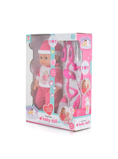 JÁTÉKBABA 36cm doktor szett PINK