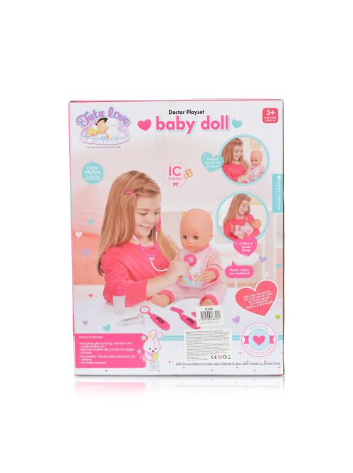 JÁTÉKBABA 36cm doktor szett PINK